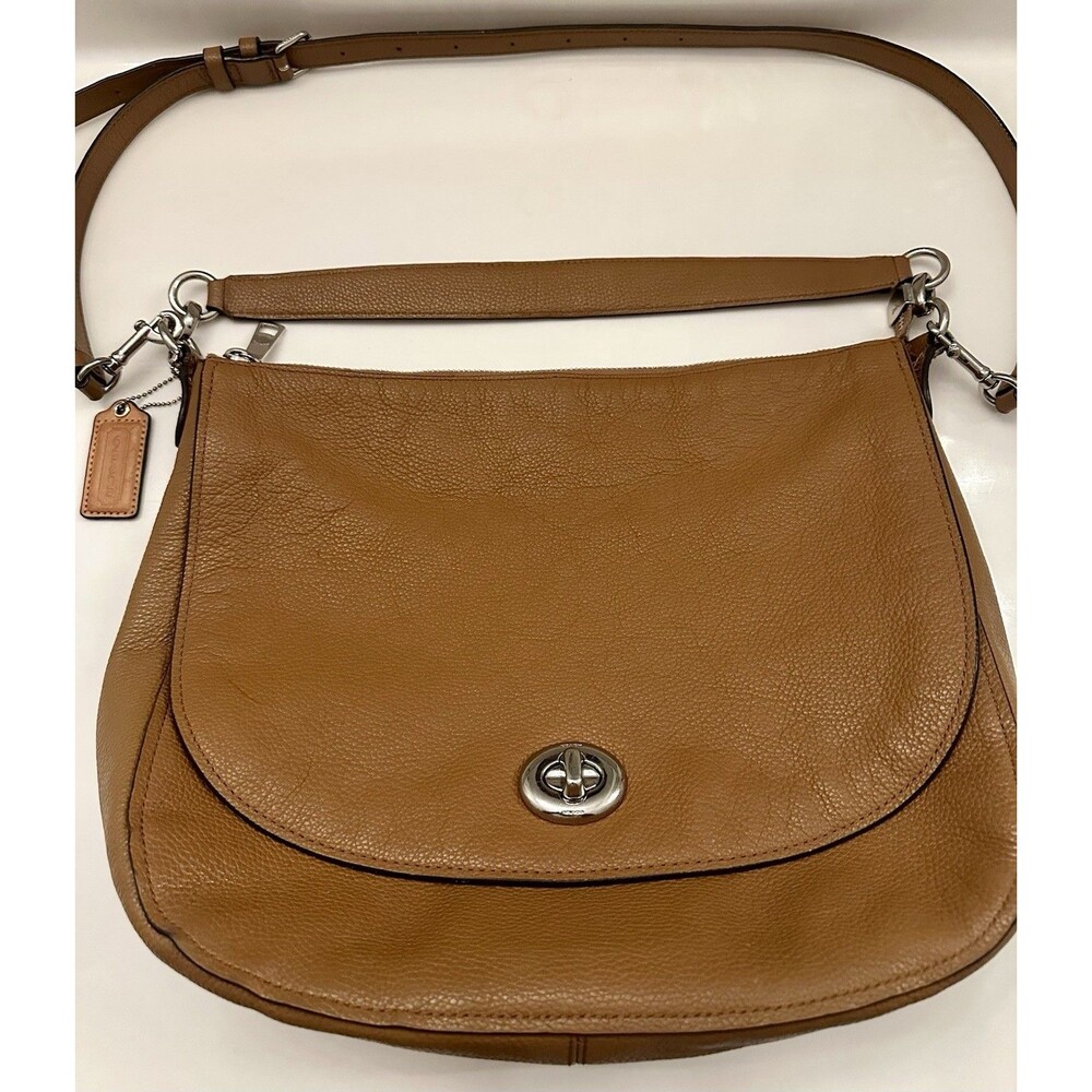 Coach Vintage Y2K Soho Hampton Turnlock  Shoulder Bag Brown Pebble Leather 24771